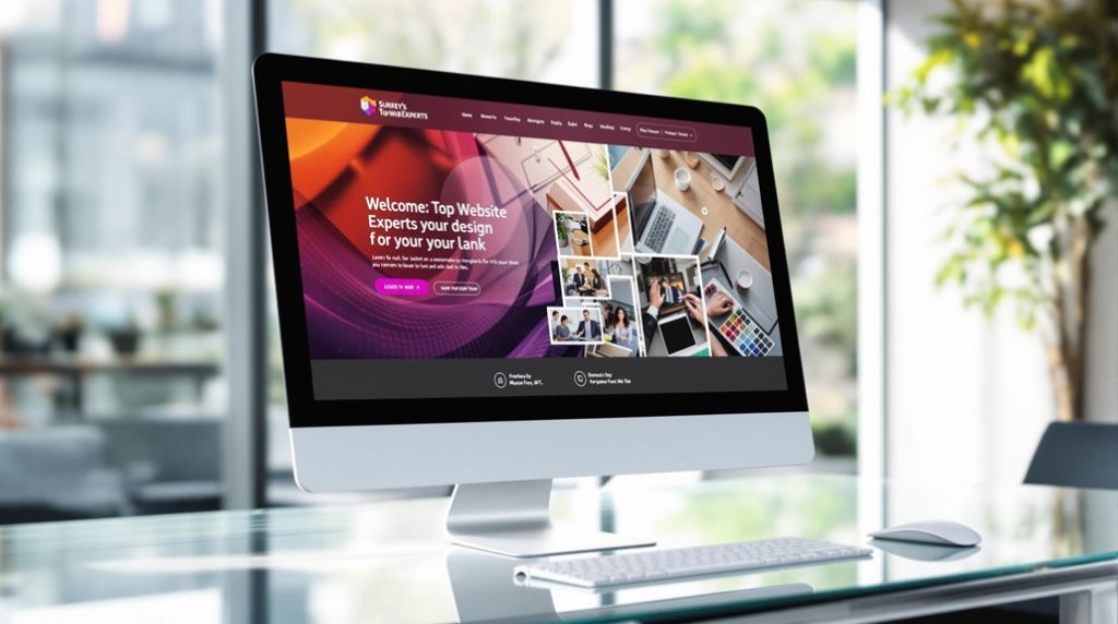 Web developer typing code on a laptop with a website layout on screen