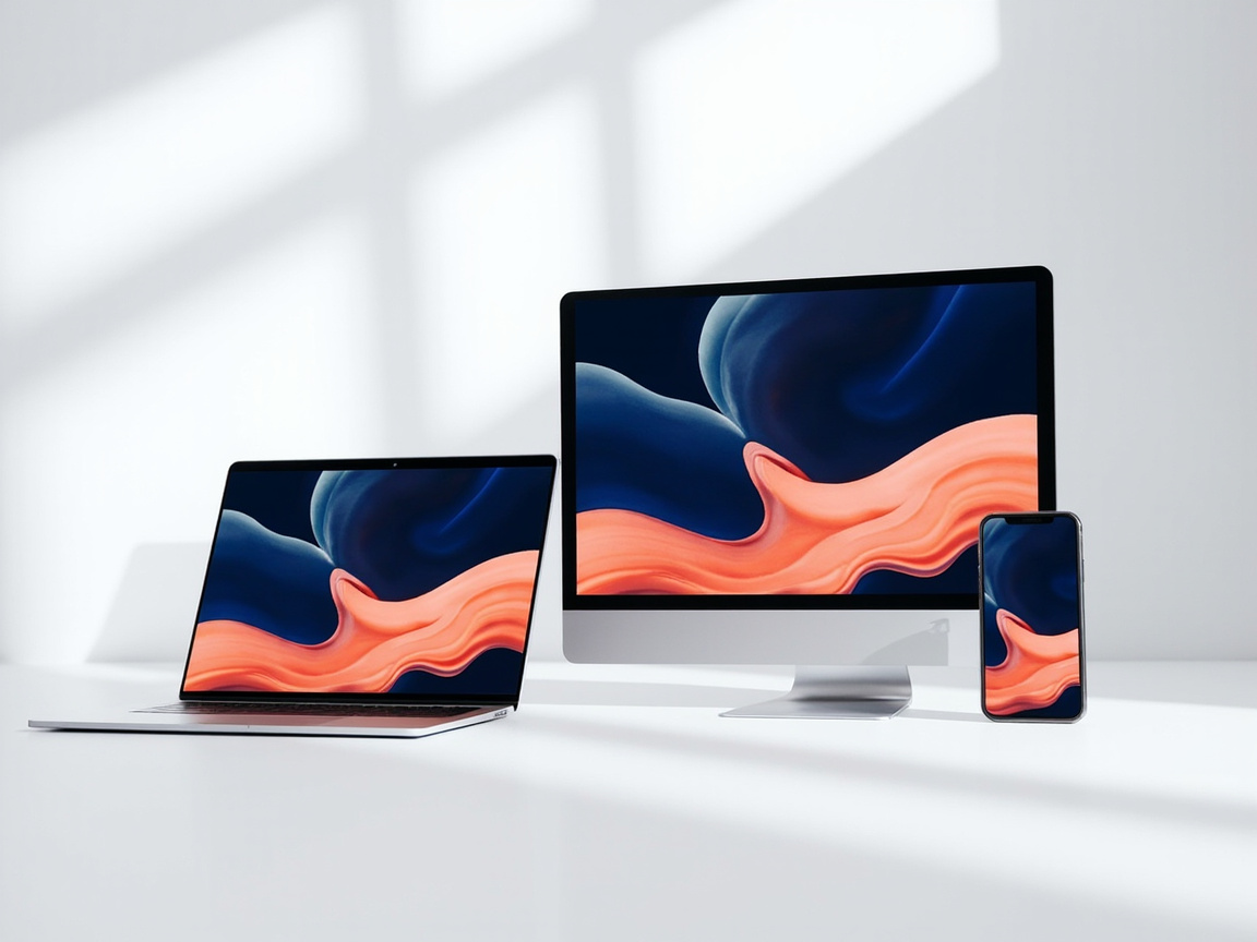 Desktop, laptop, tablet and smartphone showing the same responsive website layout